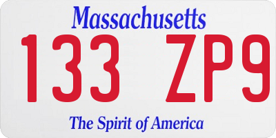 MA license plate 133ZP9