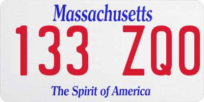 MA license plate 133ZQ0