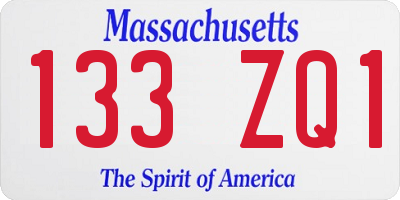 MA license plate 133ZQ1