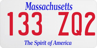 MA license plate 133ZQ2