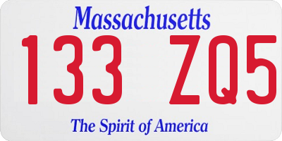 MA license plate 133ZQ5