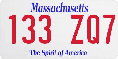 MA license plate 133ZQ7