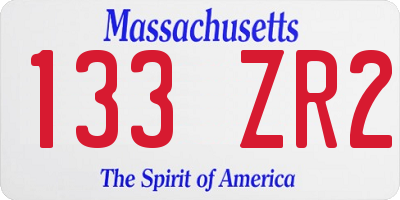 MA license plate 133ZR2