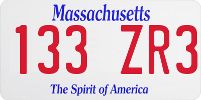 MA license plate 133ZR3