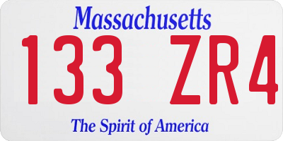 MA license plate 133ZR4