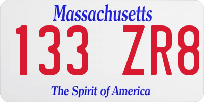MA license plate 133ZR8