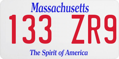 MA license plate 133ZR9