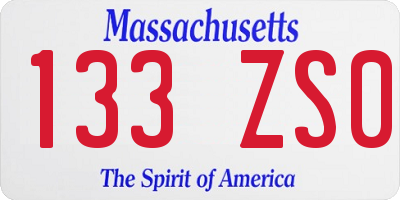 MA license plate 133ZS0