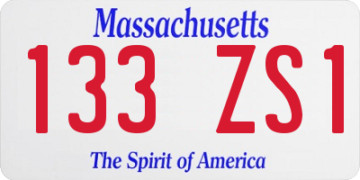 MA license plate 133ZS1