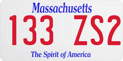 MA license plate 133ZS2