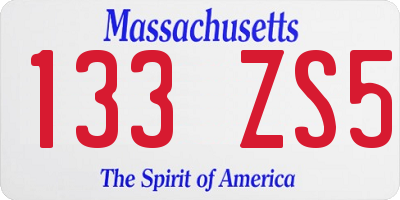 MA license plate 133ZS5