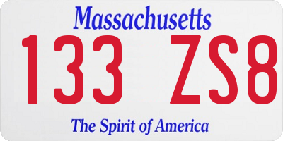 MA license plate 133ZS8