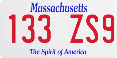 MA license plate 133ZS9