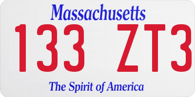 MA license plate 133ZT3