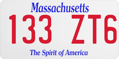 MA license plate 133ZT6