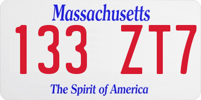 MA license plate 133ZT7