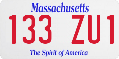 MA license plate 133ZU1