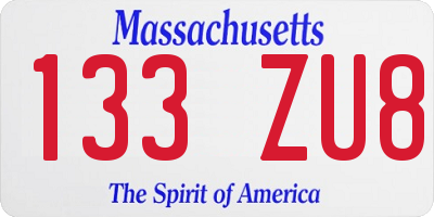 MA license plate 133ZU8