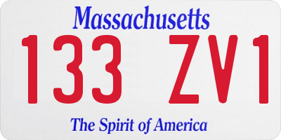 MA license plate 133ZV1
