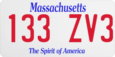 MA license plate 133ZV3