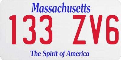 MA license plate 133ZV6