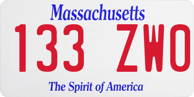 MA license plate 133ZW0
