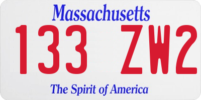 MA license plate 133ZW2