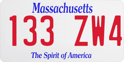 MA license plate 133ZW4