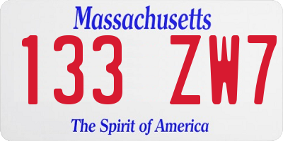 MA license plate 133ZW7