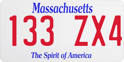 MA license plate 133ZX4