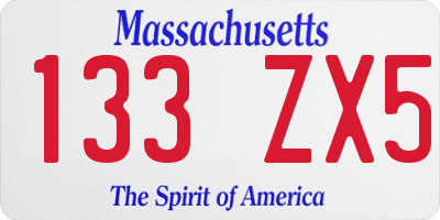 MA license plate 133ZX5