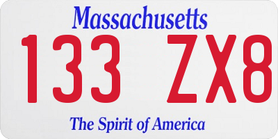 MA license plate 133ZX8