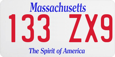 MA license plate 133ZX9