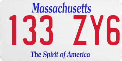 MA license plate 133ZY6