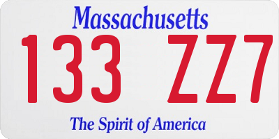 MA license plate 133ZZ7