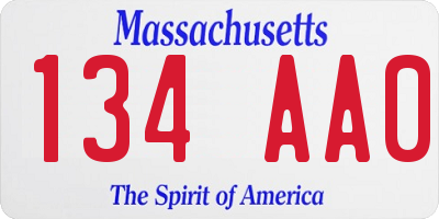 MA license plate 134AA0