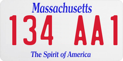 MA license plate 134AA1
