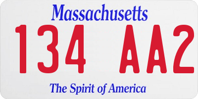 MA license plate 134AA2