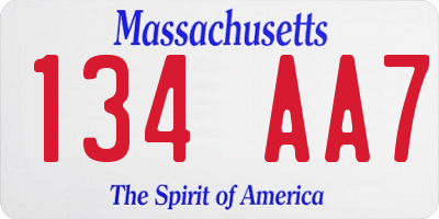 MA license plate 134AA7