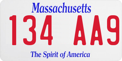 MA license plate 134AA9