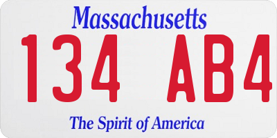 MA license plate 134AB4