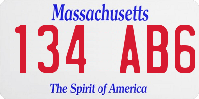 MA license plate 134AB6
