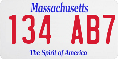 MA license plate 134AB7