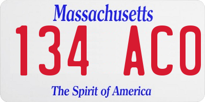 MA license plate 134AC0