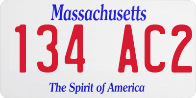 MA license plate 134AC2