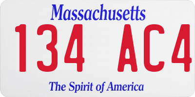 MA license plate 134AC4