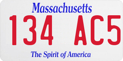 MA license plate 134AC5