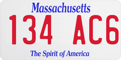 MA license plate 134AC6