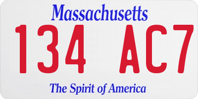 MA license plate 134AC7