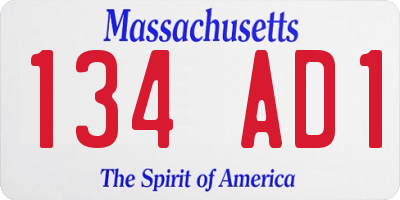 MA license plate 134AD1
